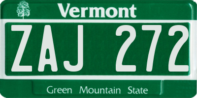 VT license plate ZAJ272