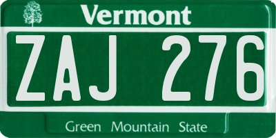 VT license plate ZAJ276