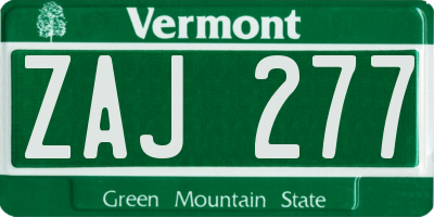 VT license plate ZAJ277
