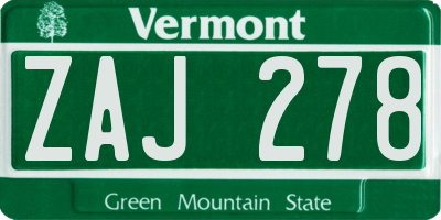 VT license plate ZAJ278