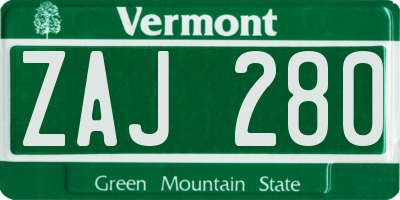 VT license plate ZAJ280