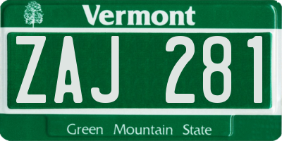 VT license plate ZAJ281