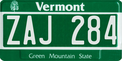 VT license plate ZAJ284