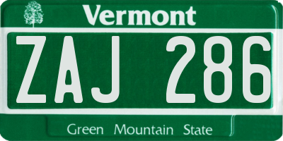 VT license plate ZAJ286