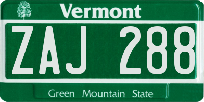 VT license plate ZAJ288