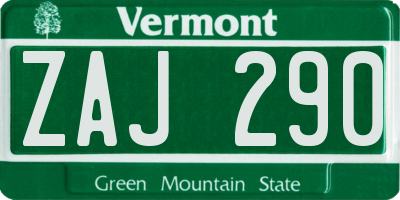VT license plate ZAJ290