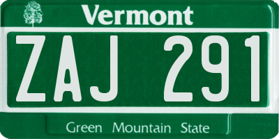 VT license plate ZAJ291