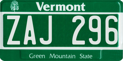 VT license plate ZAJ296