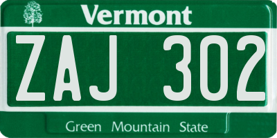 VT license plate ZAJ302