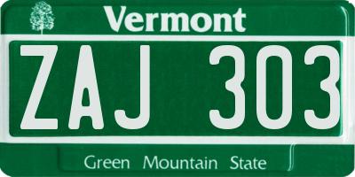 VT license plate ZAJ303
