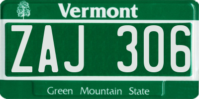 VT license plate ZAJ306