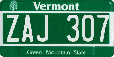 VT license plate ZAJ307