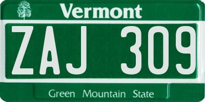 VT license plate ZAJ309