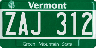 VT license plate ZAJ312