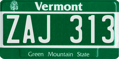 VT license plate ZAJ313