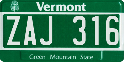 VT license plate ZAJ316
