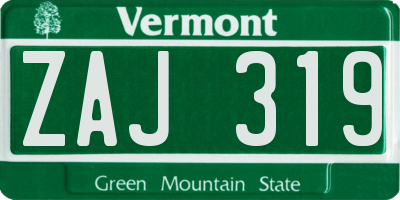 VT license plate ZAJ319