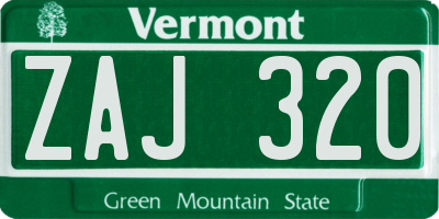VT license plate ZAJ320