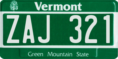 VT license plate ZAJ321