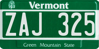 VT license plate ZAJ325