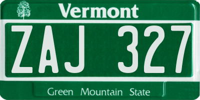 VT license plate ZAJ327