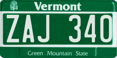 VT license plate ZAJ340
