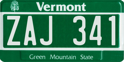VT license plate ZAJ341