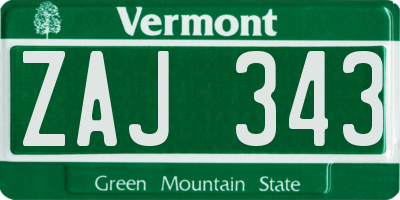 VT license plate ZAJ343