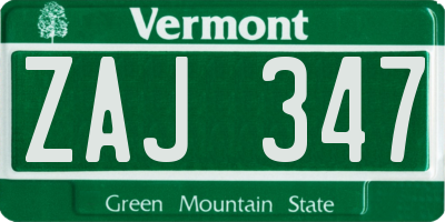 VT license plate ZAJ347