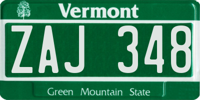 VT license plate ZAJ348