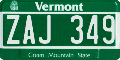 VT license plate ZAJ349