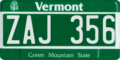 VT license plate ZAJ356