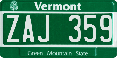 VT license plate ZAJ359