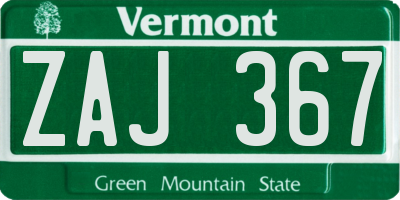 VT license plate ZAJ367