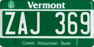 VT license plate ZAJ369