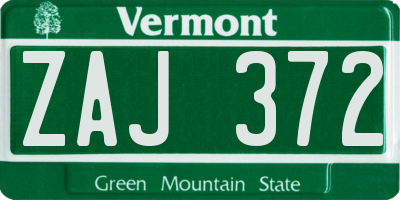 VT license plate ZAJ372