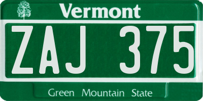 VT license plate ZAJ375
