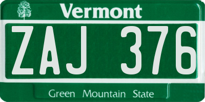 VT license plate ZAJ376