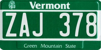 VT license plate ZAJ378