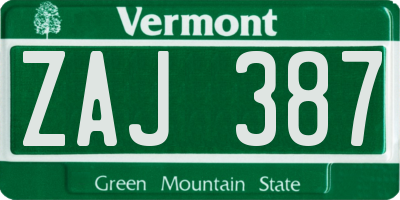 VT license plate ZAJ387