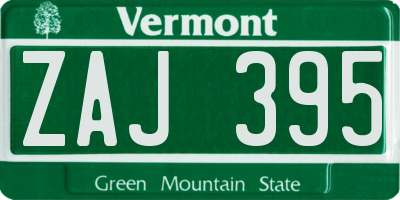 VT license plate ZAJ395