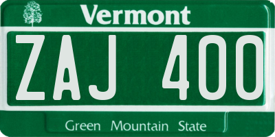 VT license plate ZAJ400