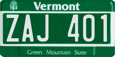 VT license plate ZAJ401