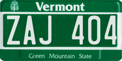 VT license plate ZAJ404