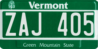 VT license plate ZAJ405