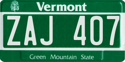 VT license plate ZAJ407