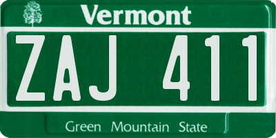 VT license plate ZAJ411