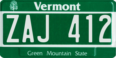 VT license plate ZAJ412