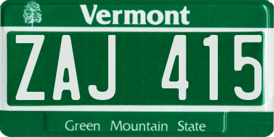 VT license plate ZAJ415