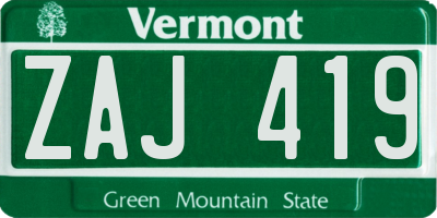 VT license plate ZAJ419